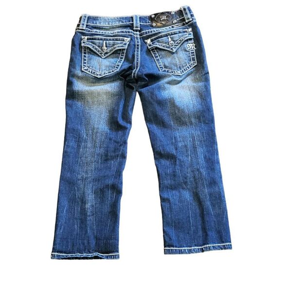 Miss Me JS4009C9 Crop Jeans Women Sz 27 Blue Denim Embroidered Cowgirl Boho - Picture 7 of 7